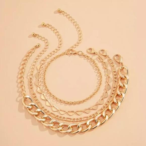 NEW 4 PCS/SET 18K GOLD CUBAN BRACELET, NICE BRACELET, CUTE BRACELET - Picture 5 of 6